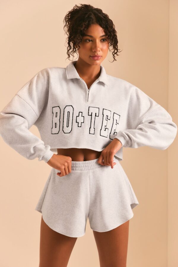 Half Zip Sweater in Heather Grey - Image 6