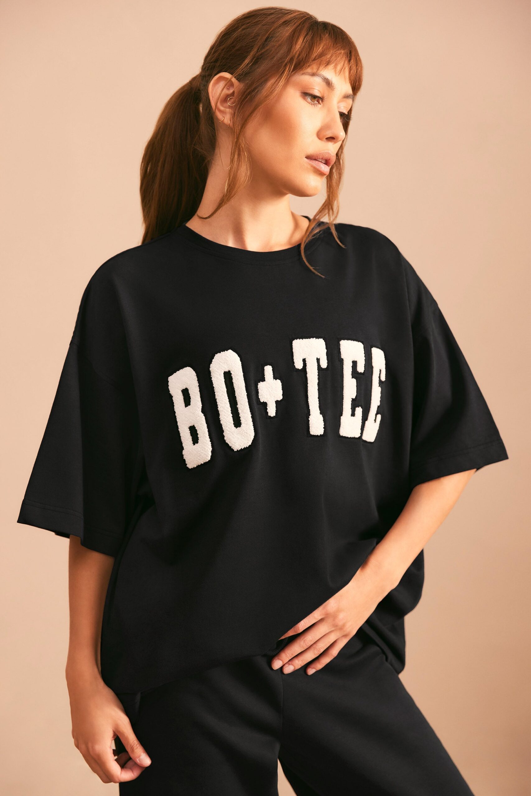 Oversized Short Sleeve T-Shirt in Black - Image 6