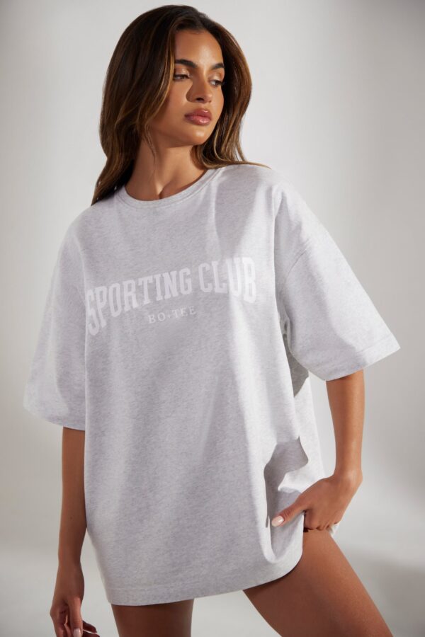 Oversized Short Sleeve T-Shirt in Heather Grey - Image 4
