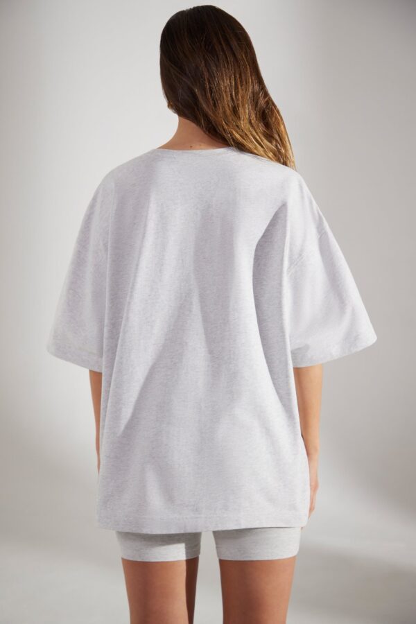 Oversized Short Sleeve T-Shirt in Heather Grey - Image 2