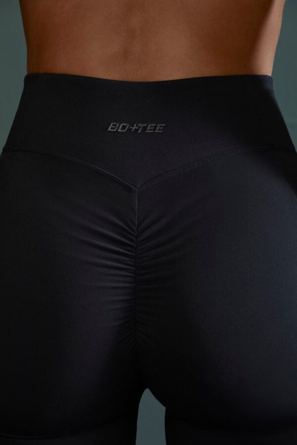 High Waist Wrap Over Leggings in Black - Image 4