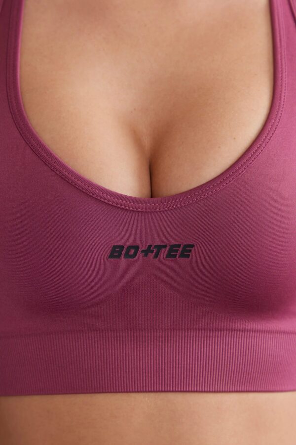Plunge Neck Sports Bra in Dark Rose - Image 4