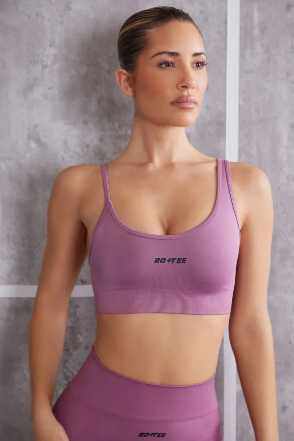 Asymmetric Sports Bra in Mauve - Image 5