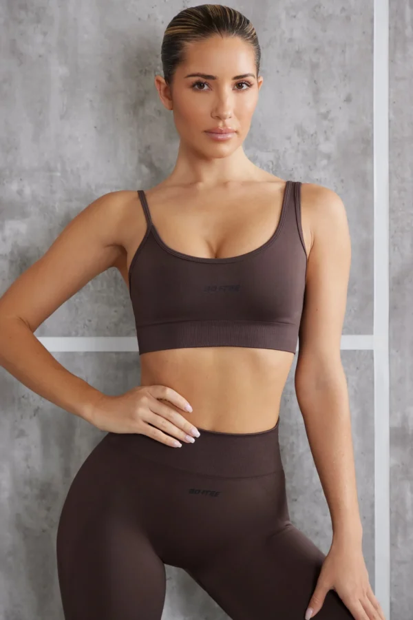 Asymmetric Sports Bra in Brown - Image 6