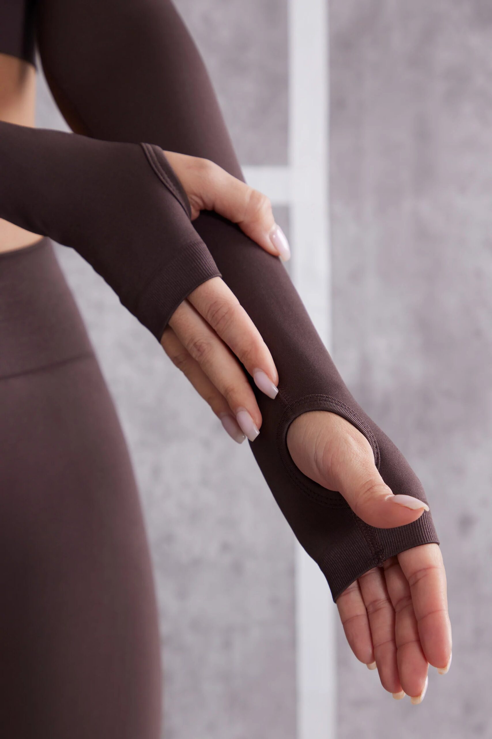 Long Sleeve Crop Top in Brown - Image 6