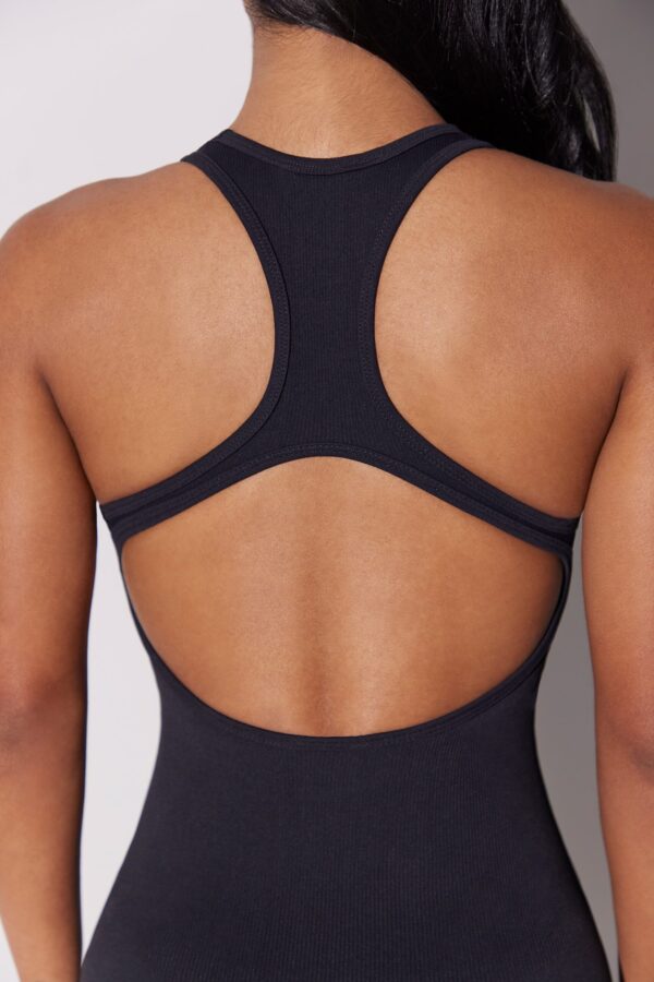 Full Length Cut Out Back Unitard in Black - Image 6