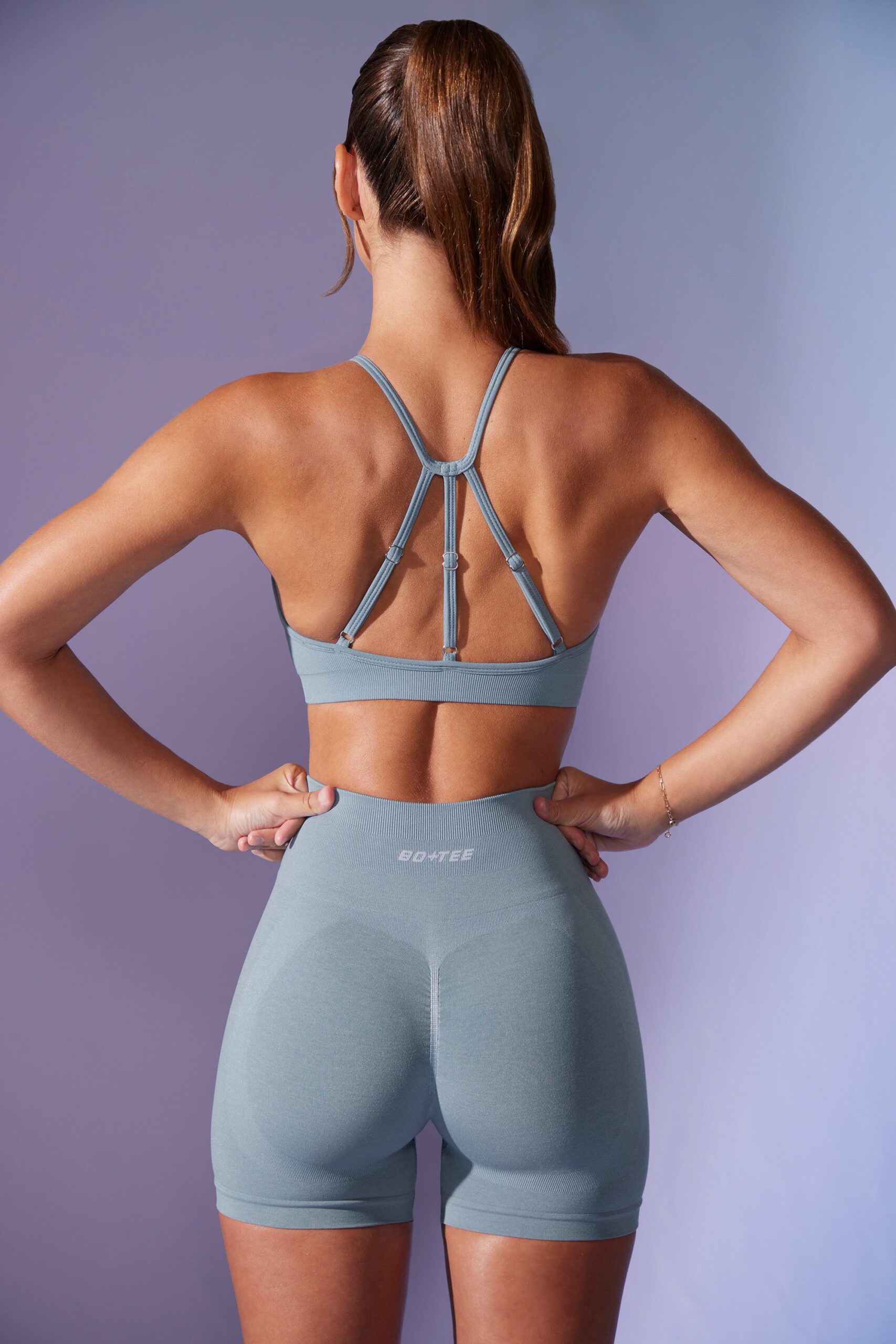 High Waist Define Luxe Mini Shorts in Denim Blue - Image 2