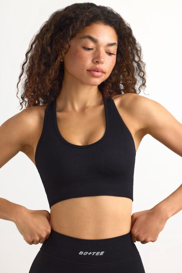 FlexiRib Racerback Sports Bra in Black - Image 6
