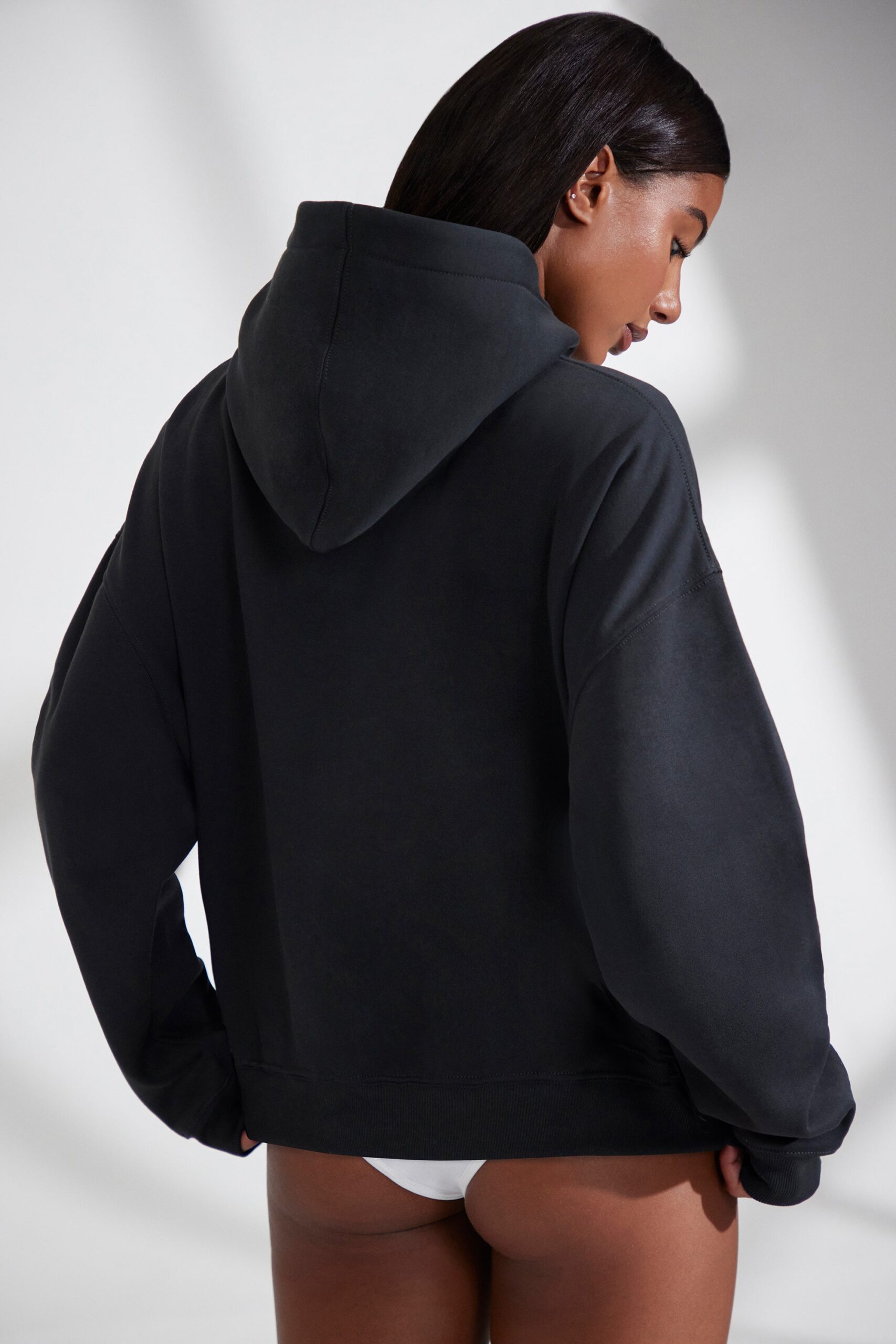 Oversized Hooded Sweatshirt in Black - Image 2