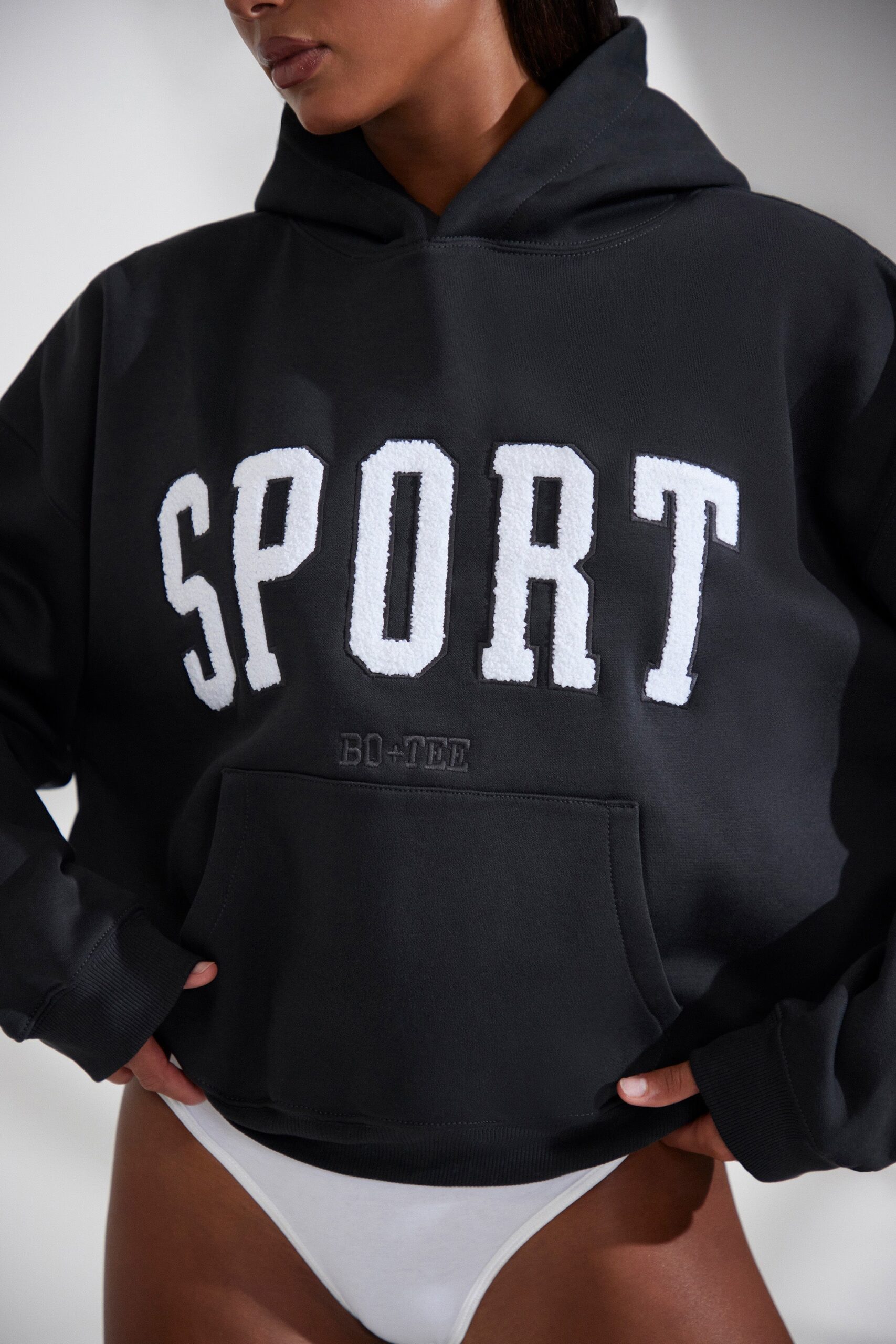 Oversized Hooded Sweatshirt in Black - Image 8