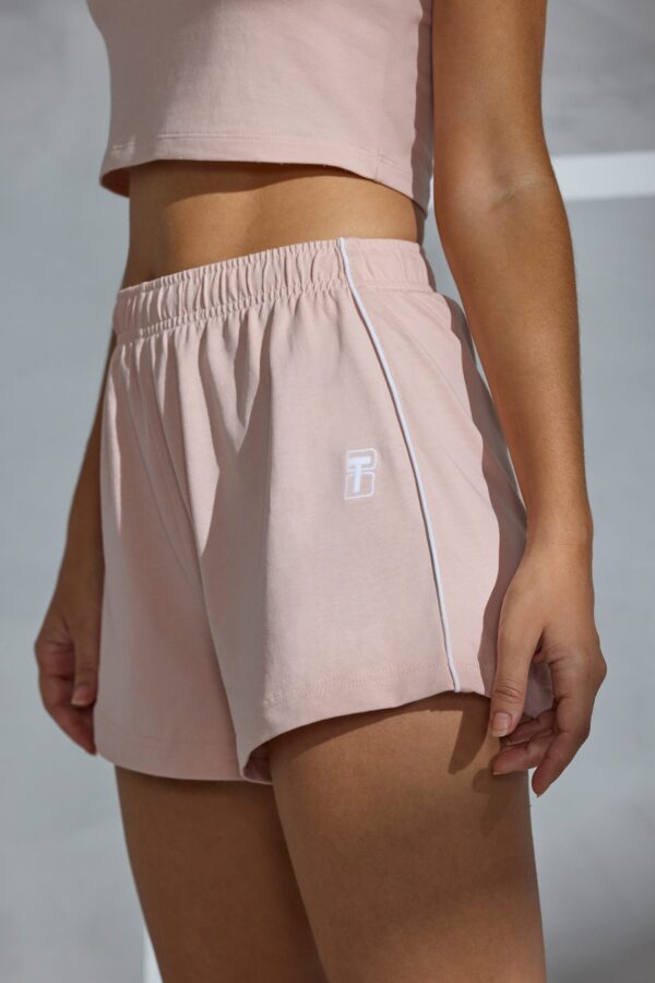 Piped Detail Mini Sweat Shorts in Soft Peach - Image 4