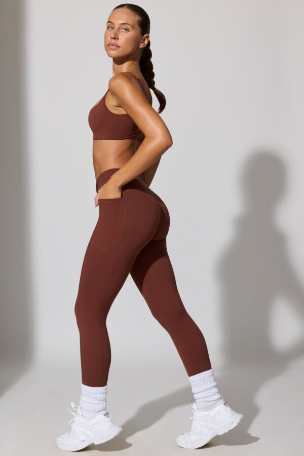 Full Length Leggings with Pockets in Chocolate - Image 3