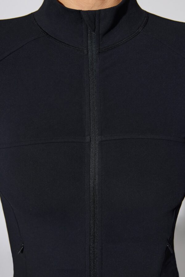 Long Sleeve Zip Up Jacket in Black - Image 4