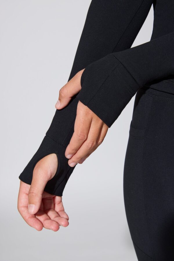 Long Sleeve Zip Up Jacket in Black - Image 6