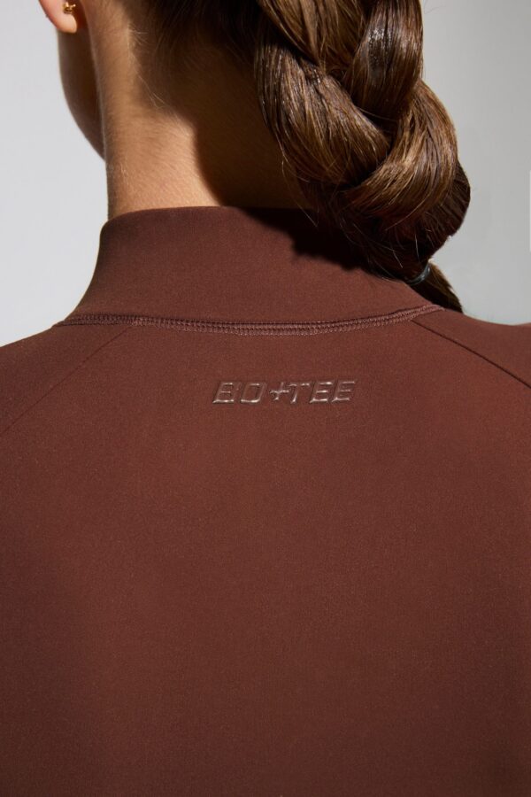 Long Sleeve Zip Up Jacket in Chocolate - Image 7