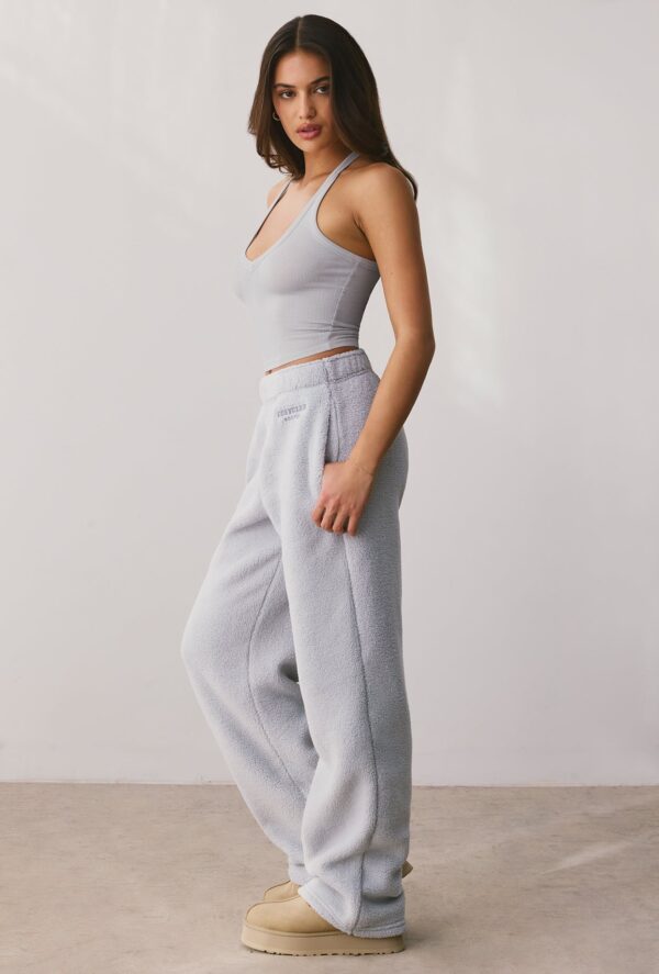 Fleece Wide Leg Joggers in Fog - Image 3
