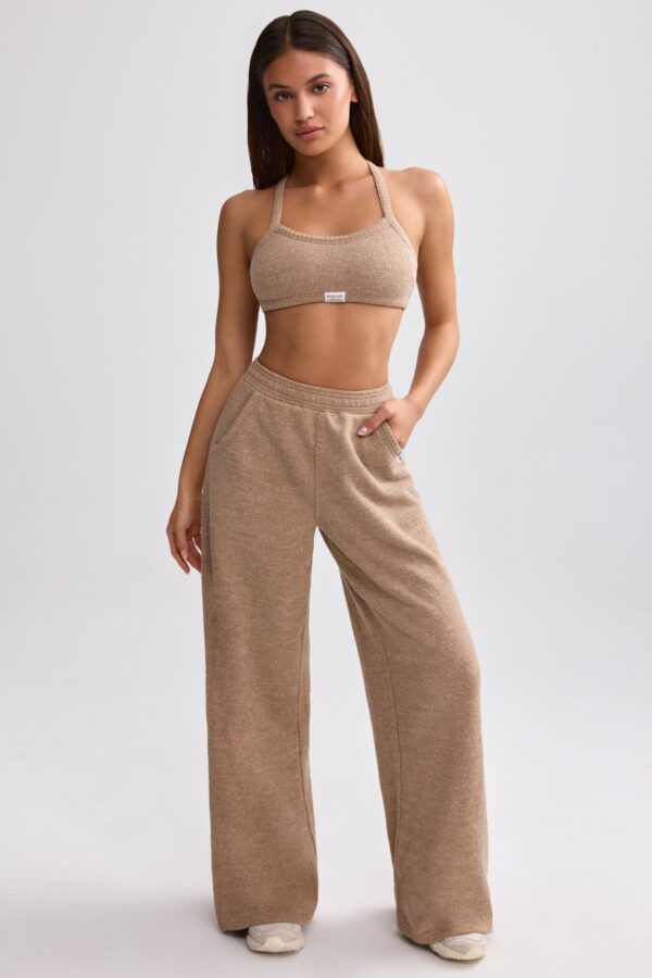 Petite Terry Towelling Wide-Leg Joggers in Mocha Brown - Image 7