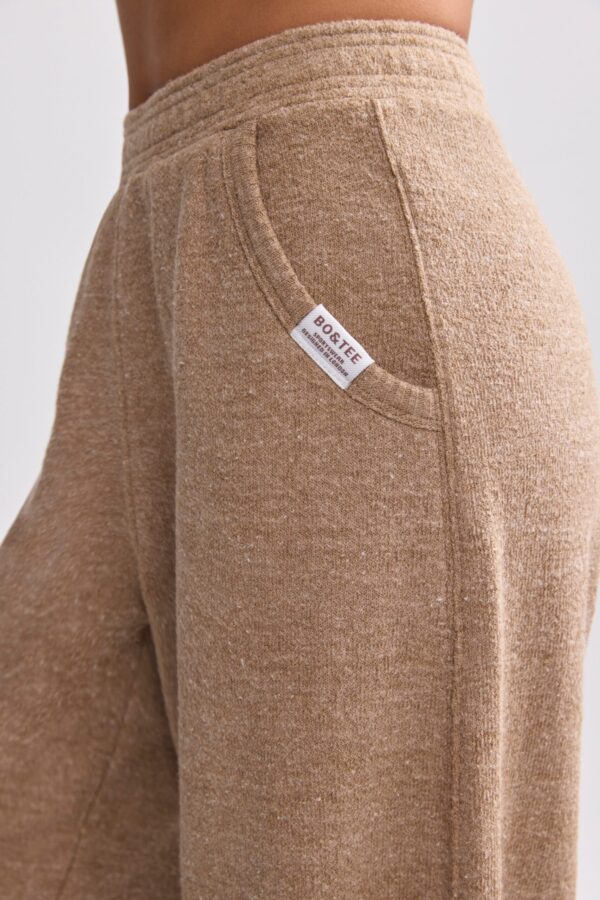 Petite Terry Towelling Wide-Leg Joggers in Mocha Brown - Image 4