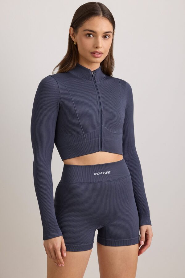 FlexiRib Cropped Jacket in Slate
