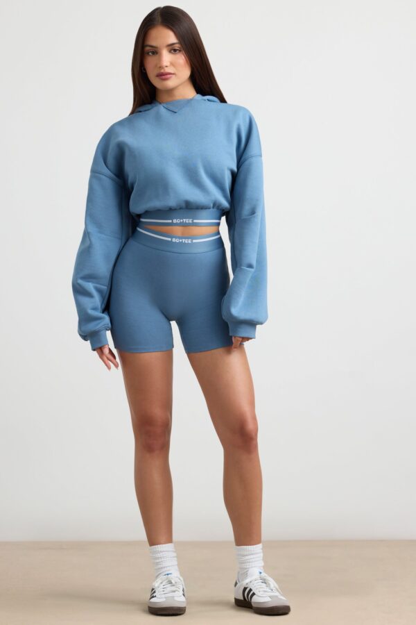 High-Waist Mini Shorts in Steel Blue - Image 8