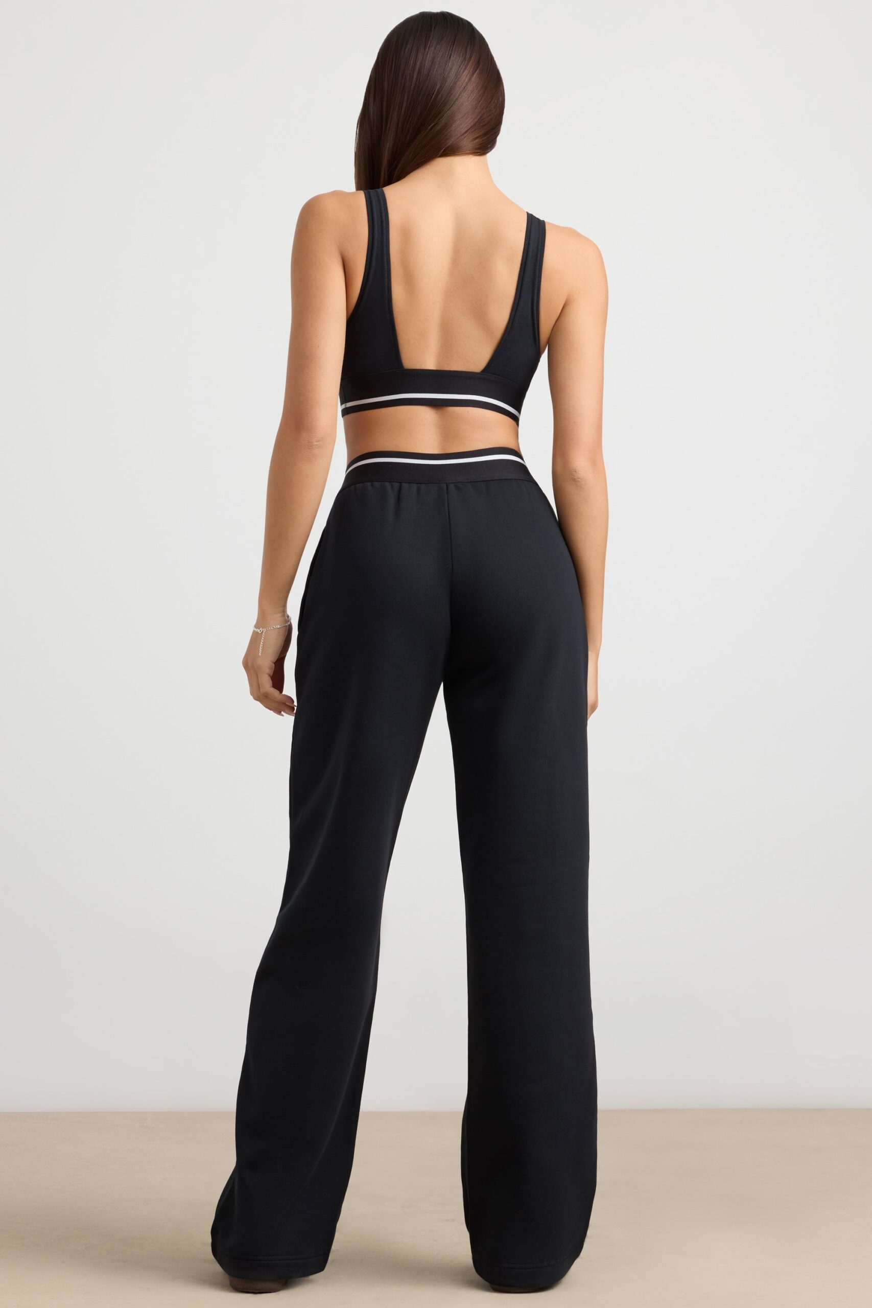 Petite High-Waist Straight-Leg Joggers in Black - Image 2