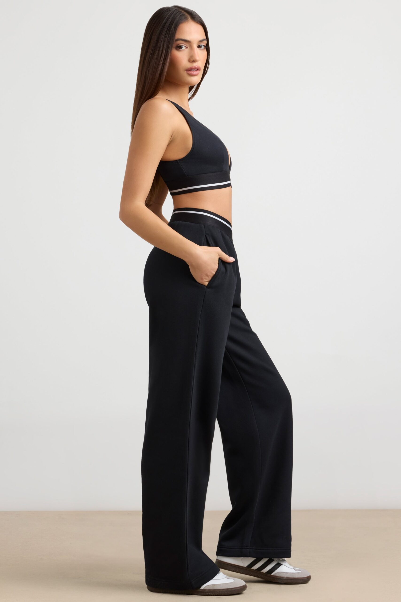 High-Waist Straight-Leg Joggers in Black - Image 3