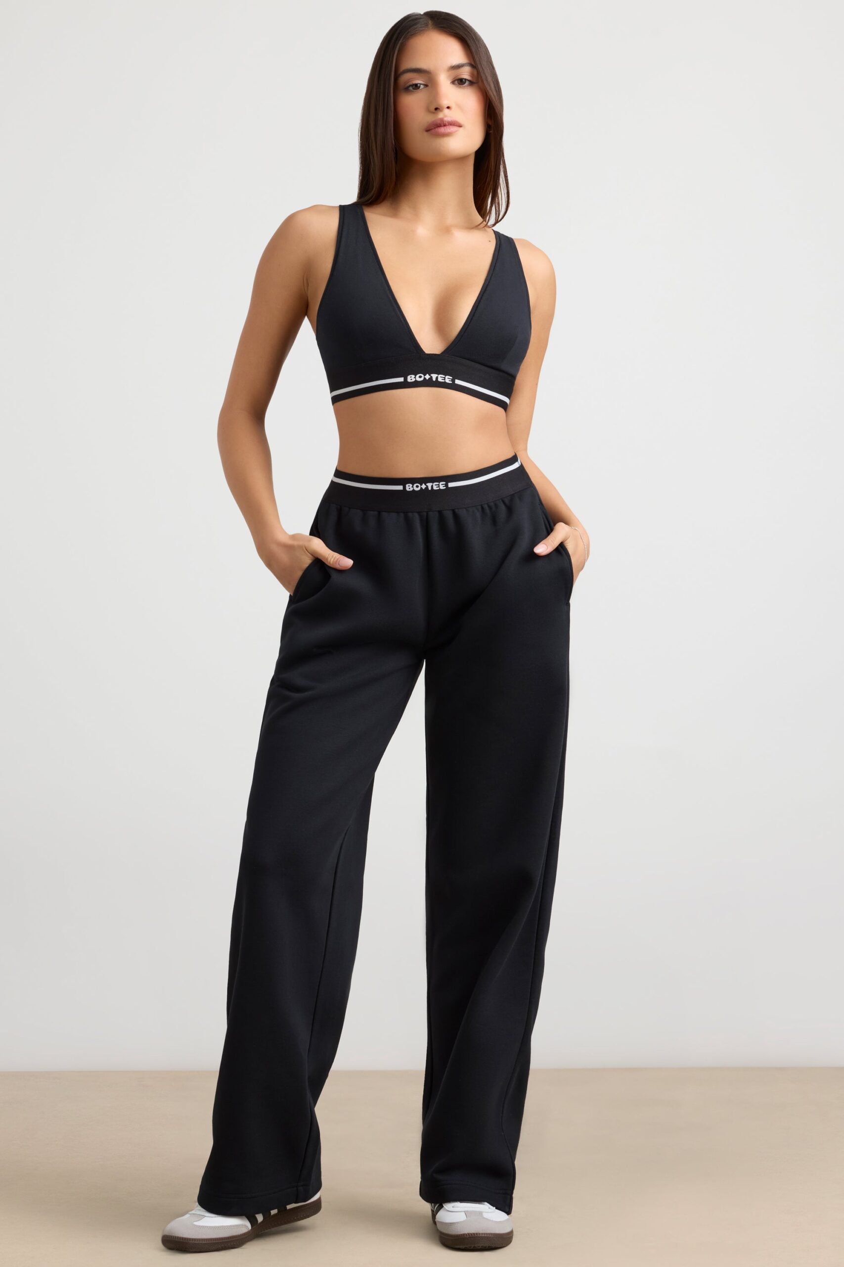 Petite High-Waist Straight-Leg Joggers in Black - Image 8