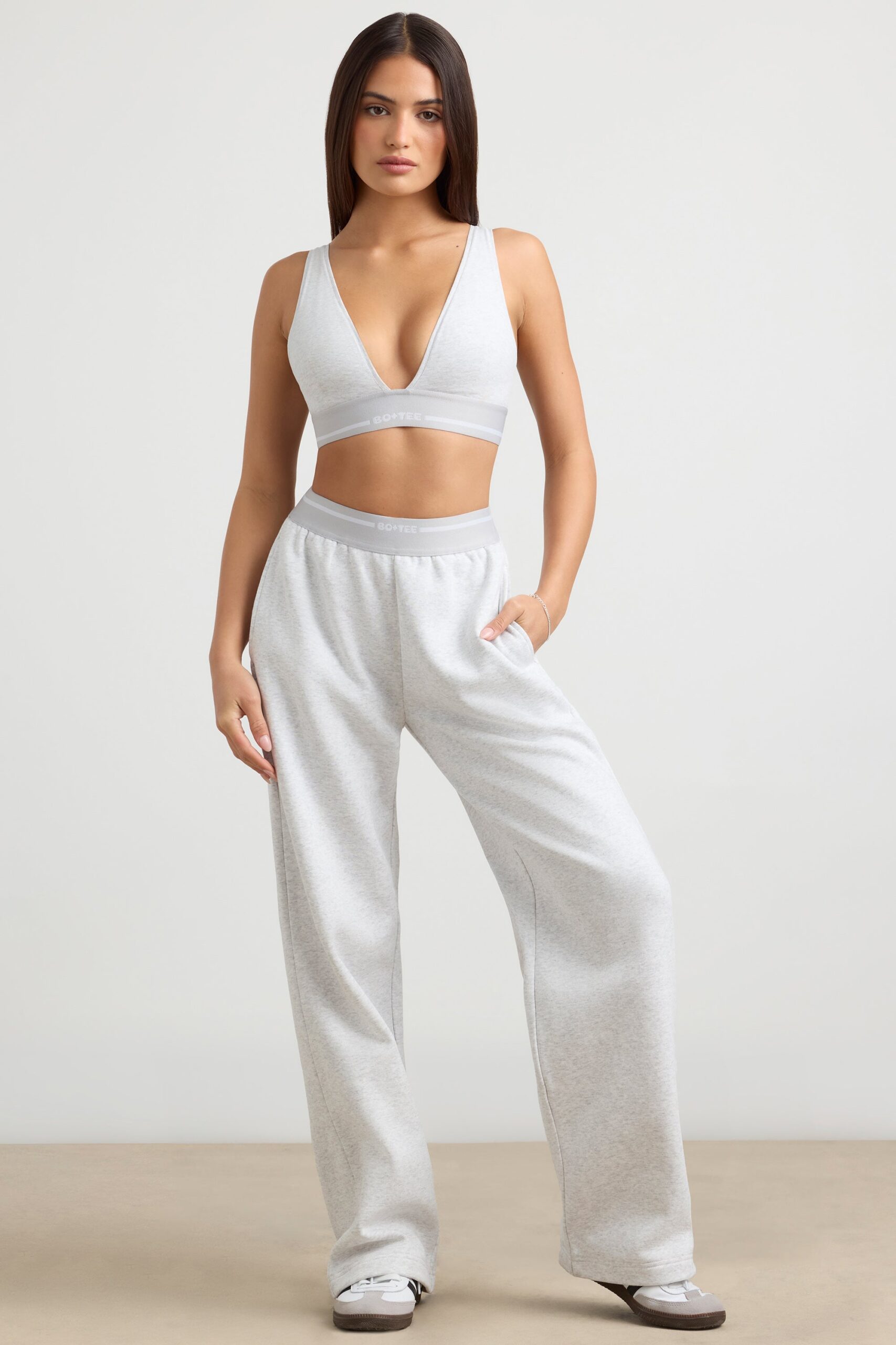 High-Waist Straight-Leg Joggers in Grey Marl - Image 7