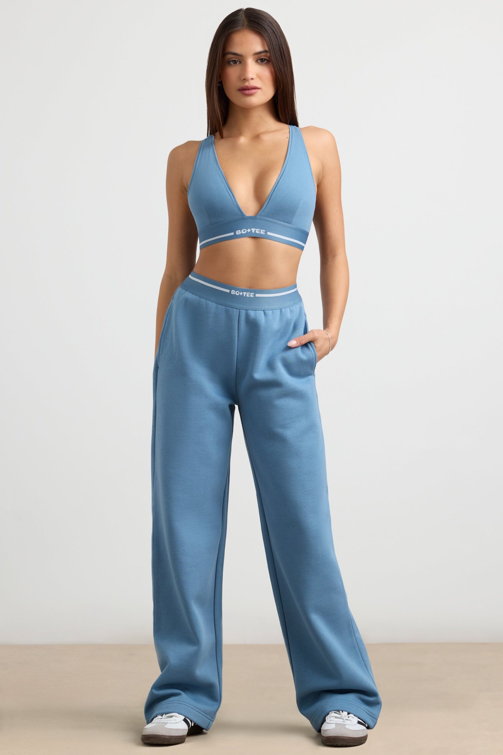 Petite High-Waist Straight-Leg Joggers in Steel Blue - Image 5