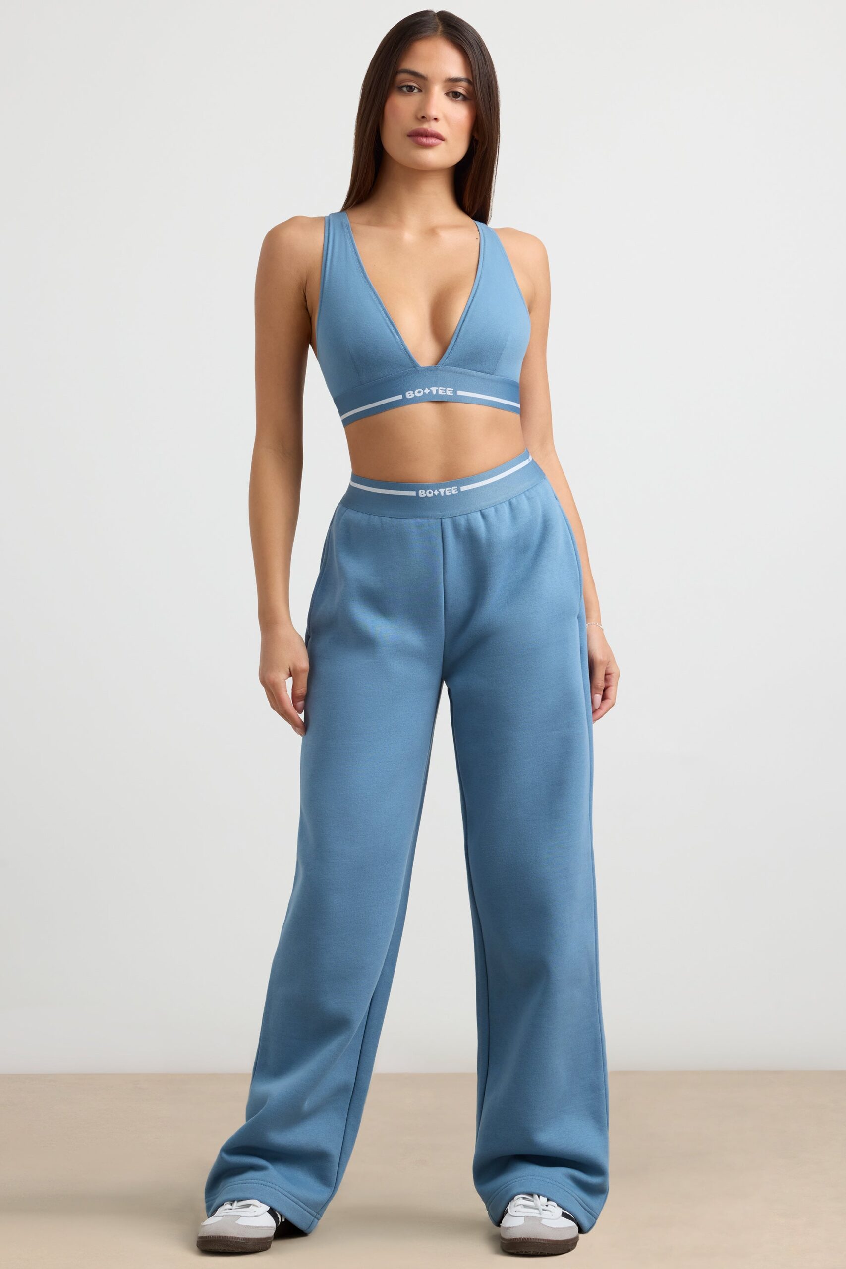 Petite High-Waist Straight-Leg Joggers in Steel Blue - Image 6