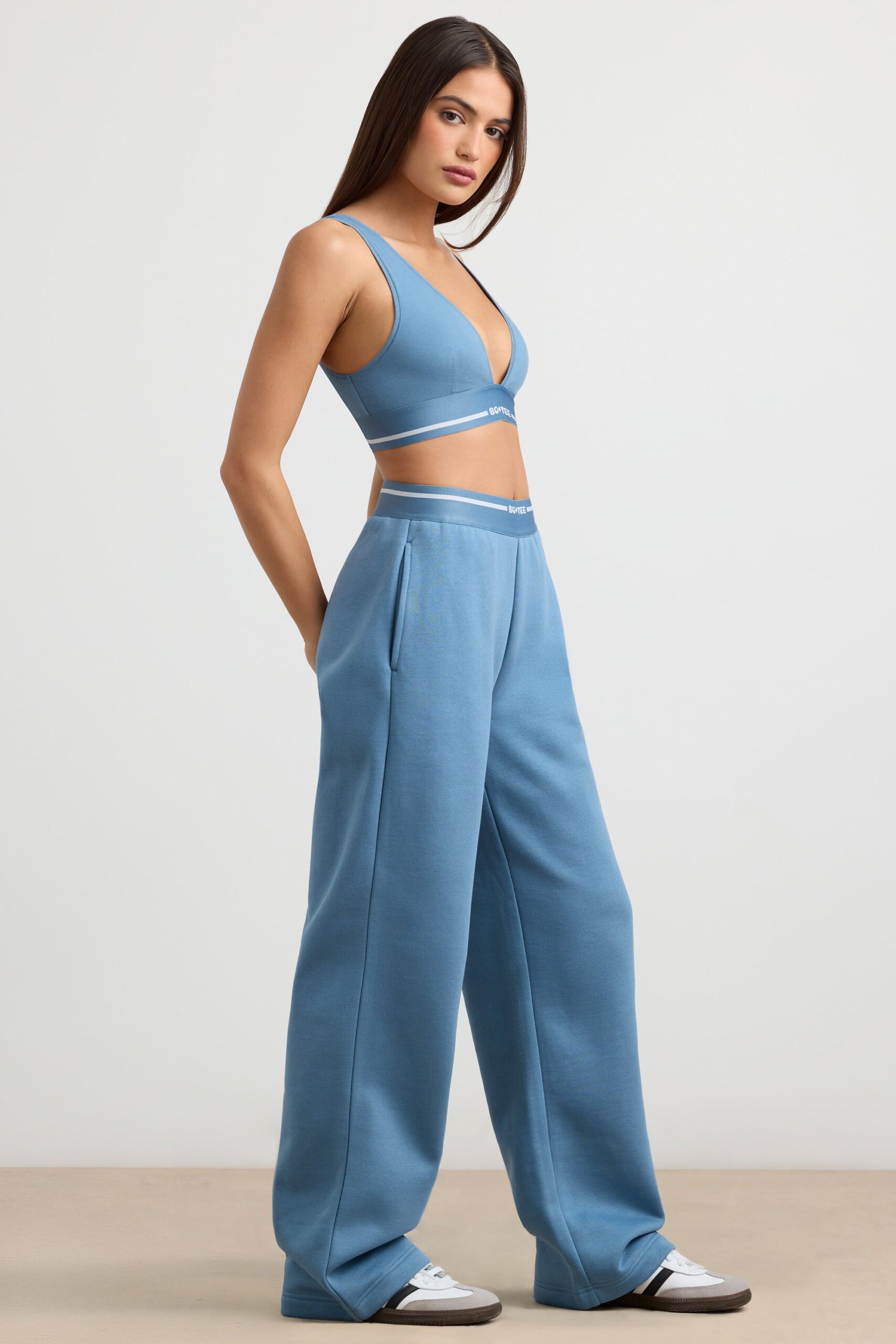 Petite High-Waist Straight-Leg Joggers in Steel Blue - Image 3