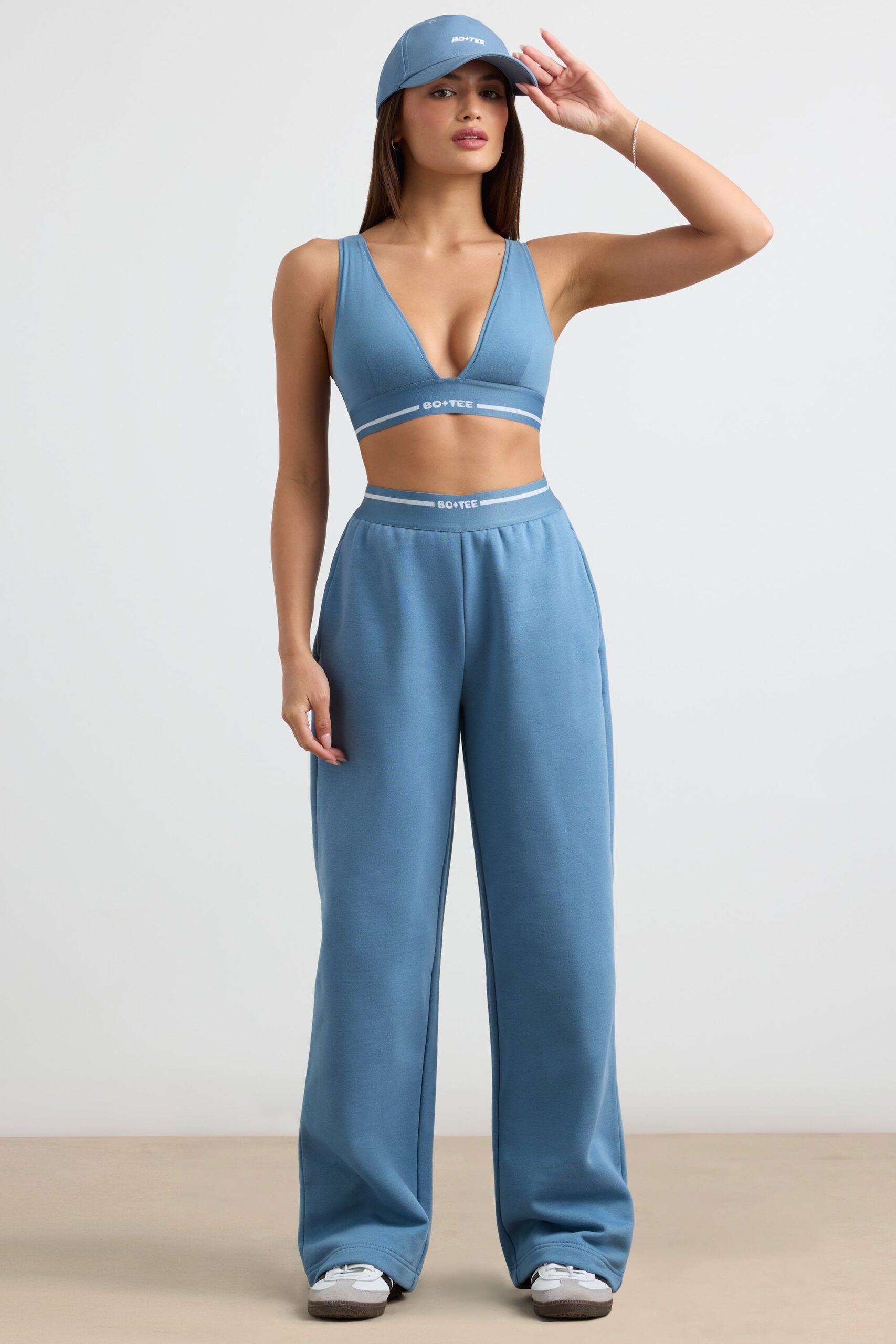 Petite High-Waist Straight-Leg Joggers in Steel Blue - Image 9