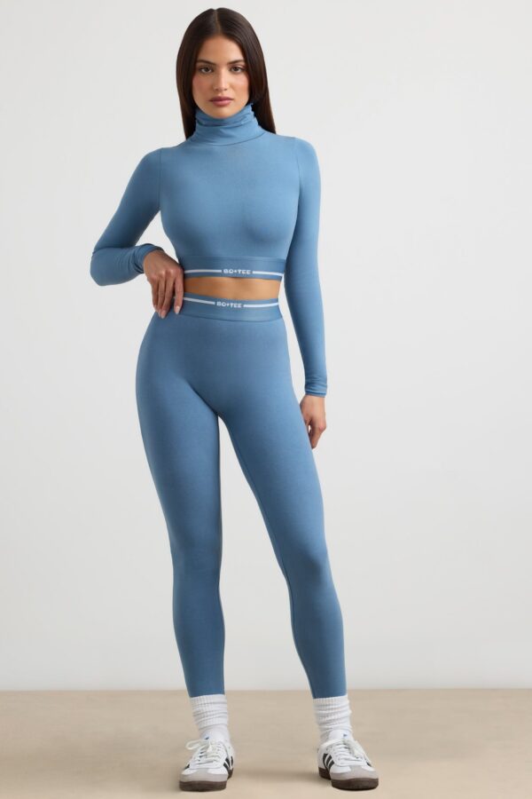 High-Waist Leggings in Steel Blue - Image 5