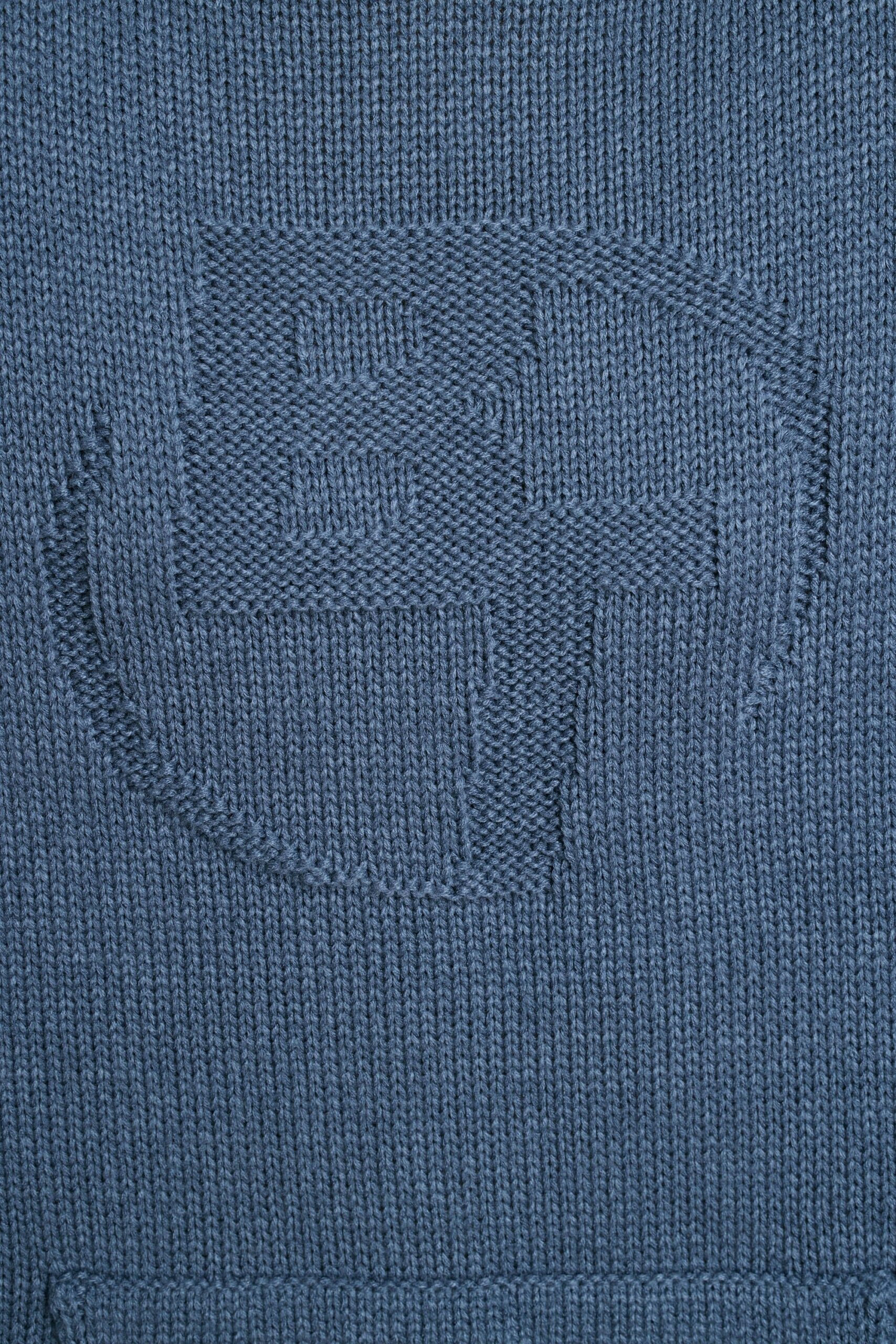 Oversized Chunky Knit Hoodie in Washed Navy - Image 4