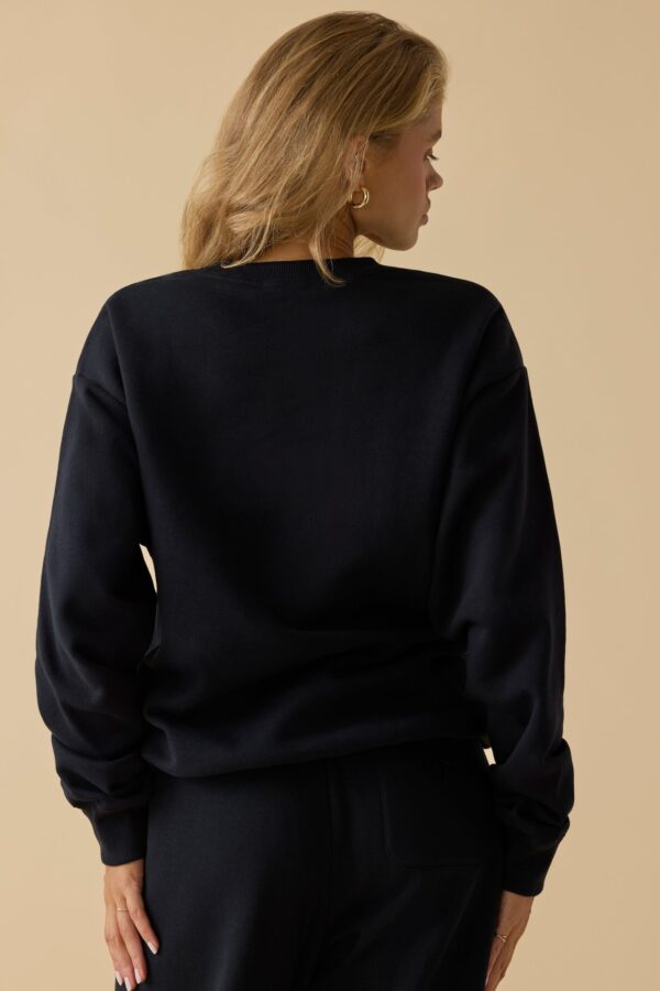 Oversized Crew Neck Sweatshirt in Black - Image 2