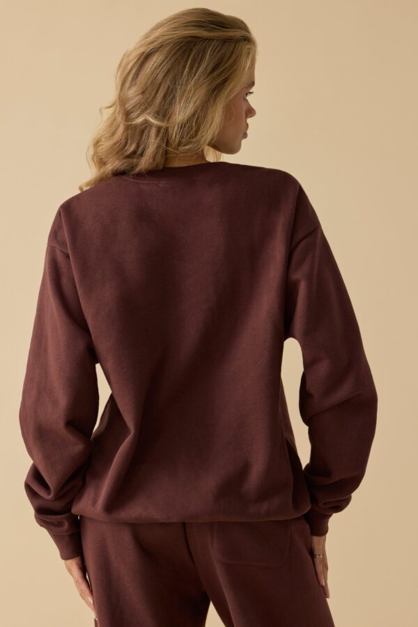 Oversized Crew Neck Sweatshirt in Mahogany - Image 2