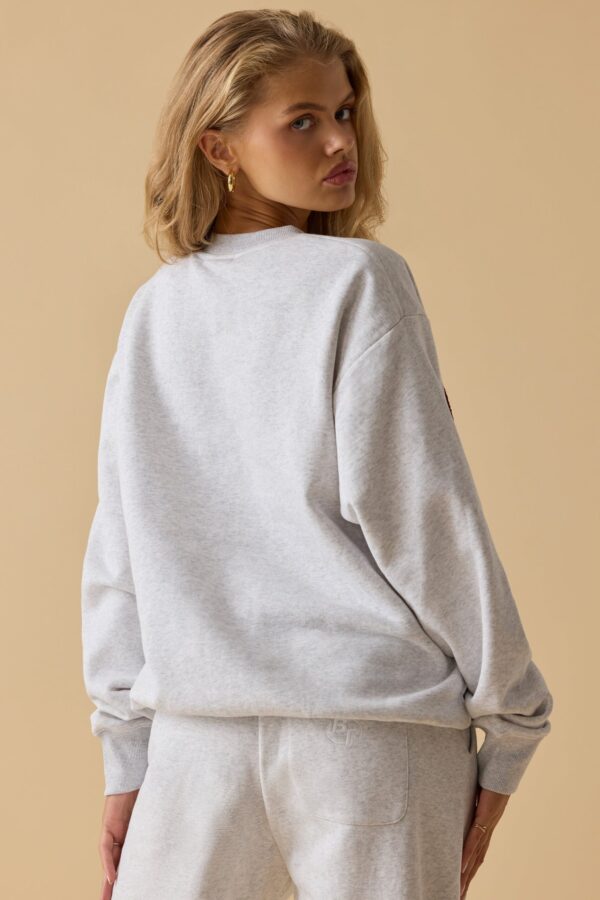 Oversized Crew Neck Sweatshirt in Heather Grey - Image 2