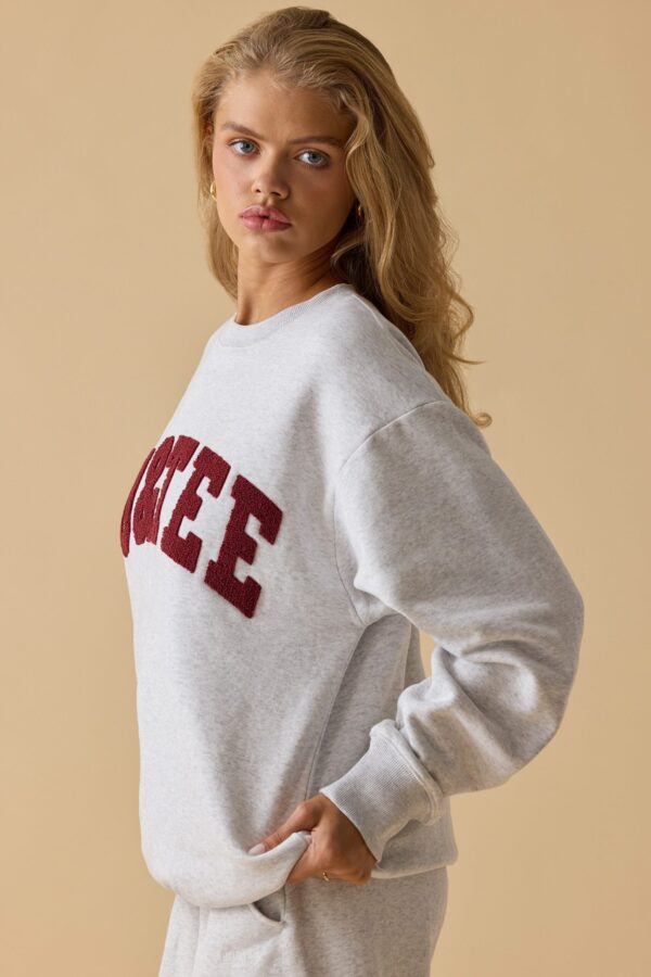 Oversized Crew Neck Sweatshirt in Heather Grey - Image 3
