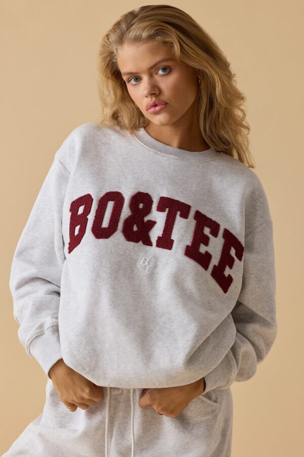 Oversized Crew Neck Sweatshirt in Heather Grey - Image 6