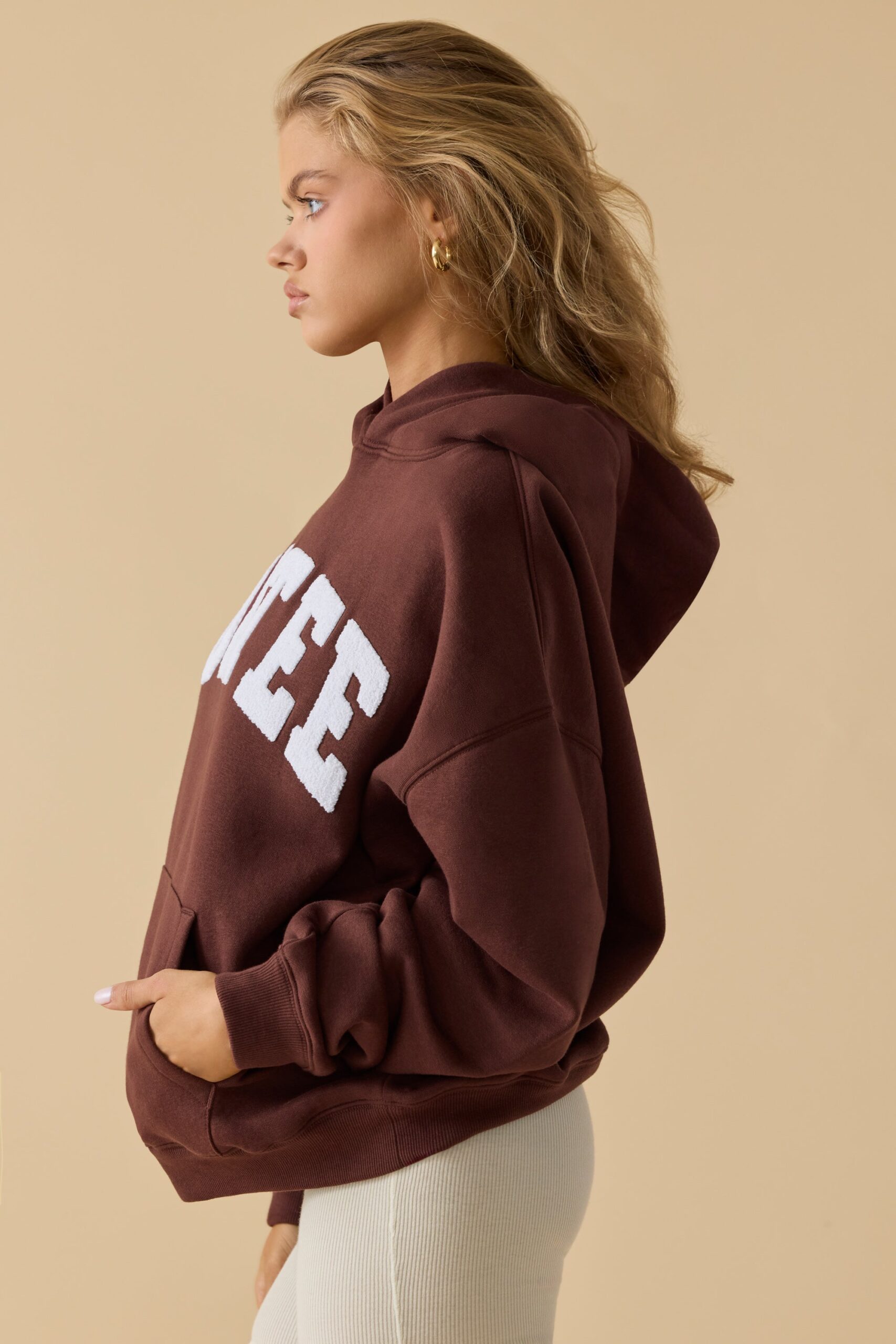 Oversized Hooded Sweatshirt in Mahogany - Image 3