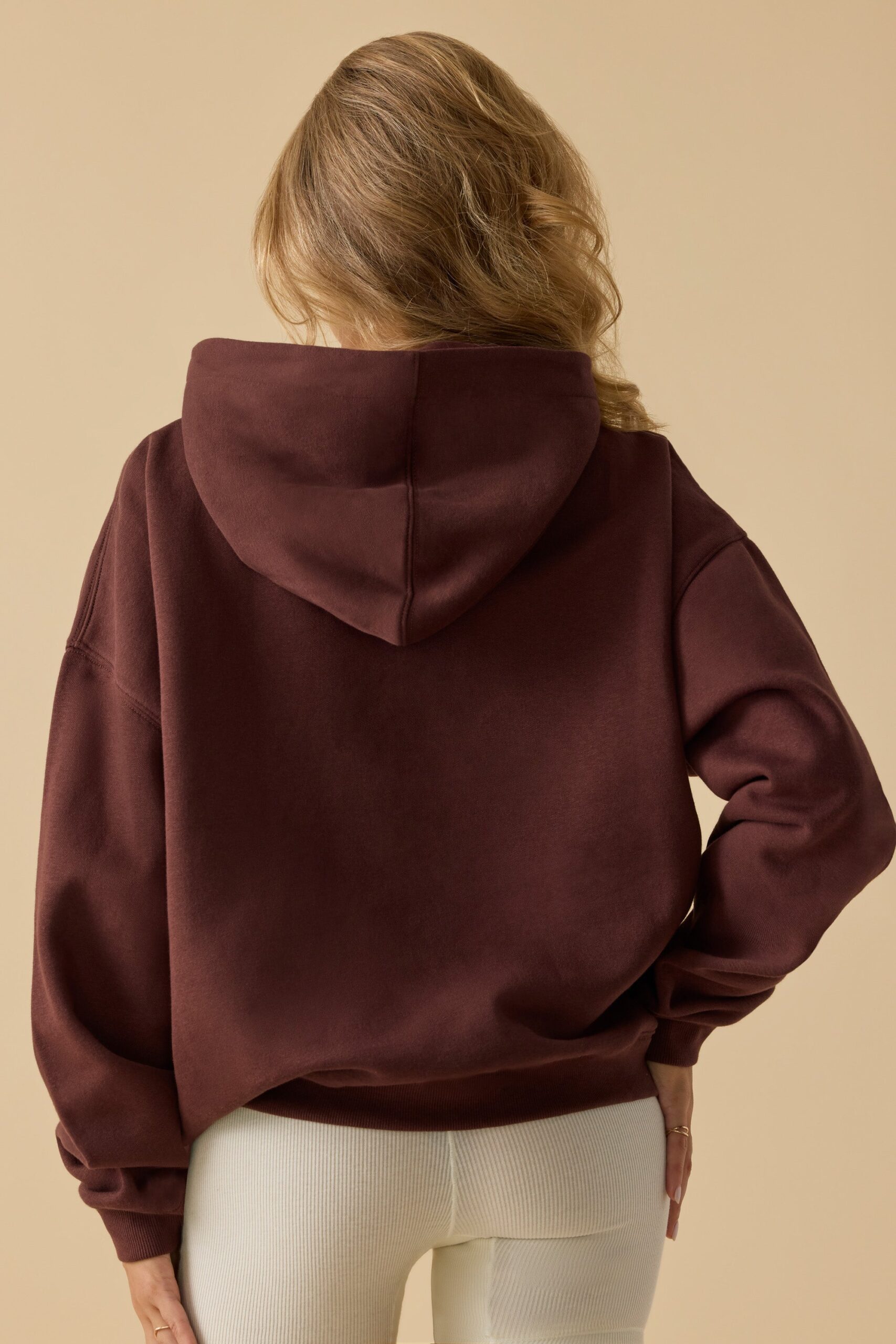 Oversized Hooded Sweatshirt in Mahogany - Image 2