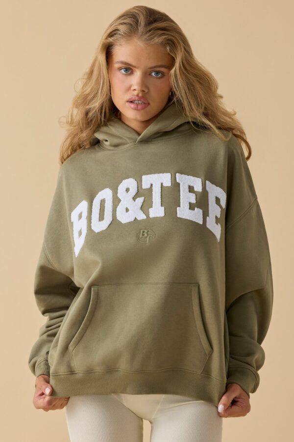 Oversized Hooded Sweatshirt in Soft Olive - Image 7