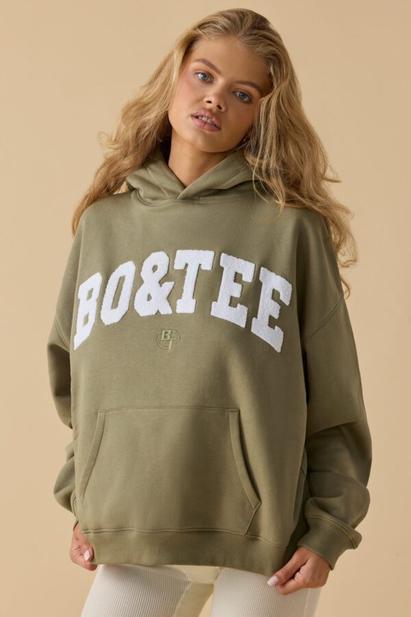 Oversized Hooded Sweatshirt in Soft Olive - Image 5