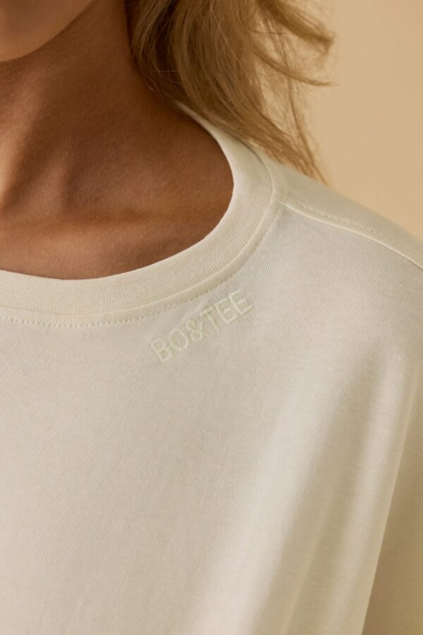 Oversized Long Sleeve Crop Top in Bone - Image 4