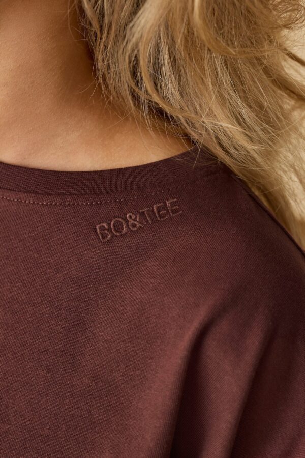 Oversized Long Sleeve Crop Top in Mahogany - Image 4