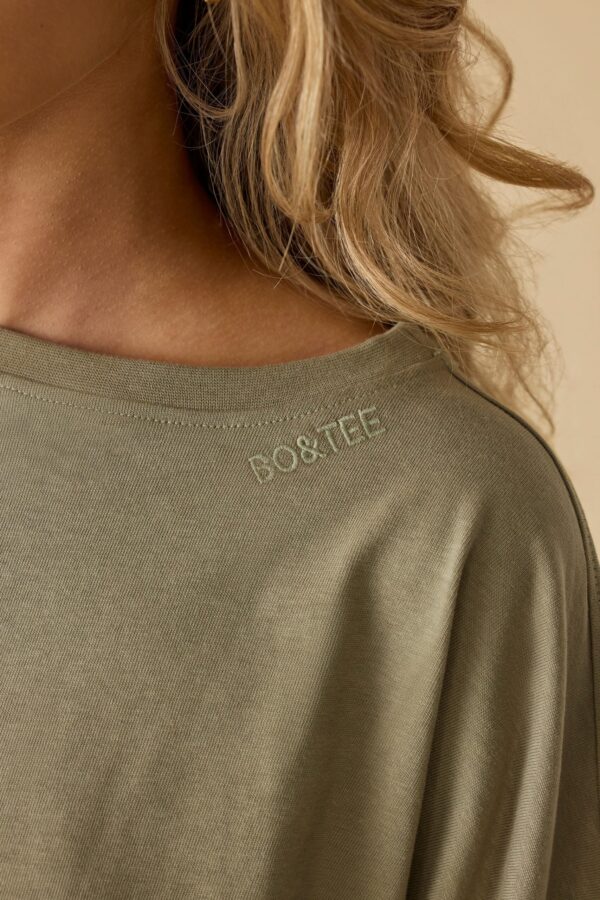 Oversized Long Sleeve Crop Top in Soft Olive - Image 4