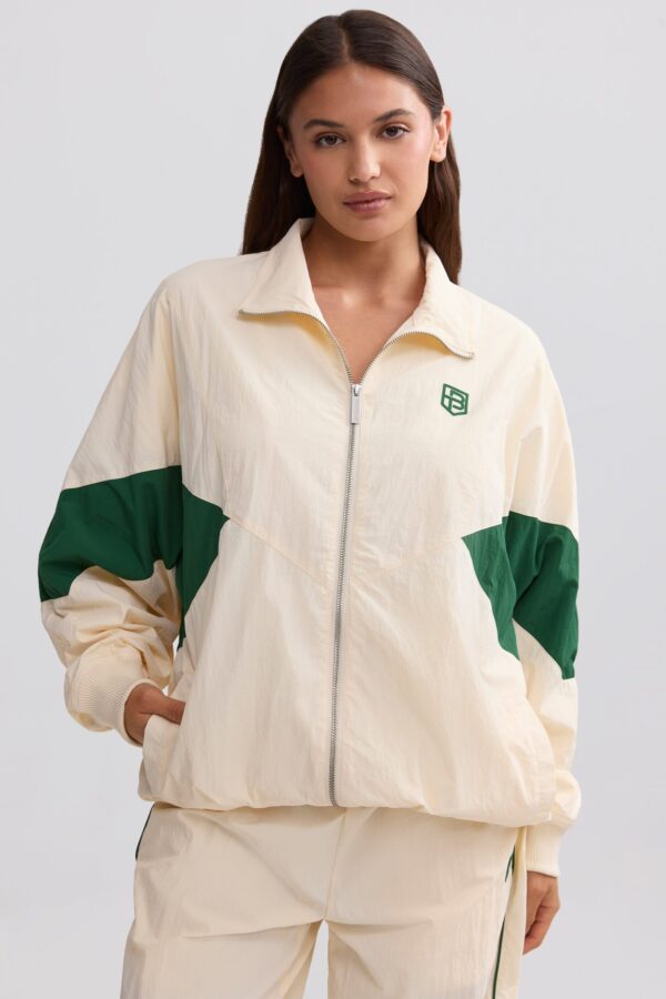Oversized Colourblock Track Jacket in Marble - Image 5