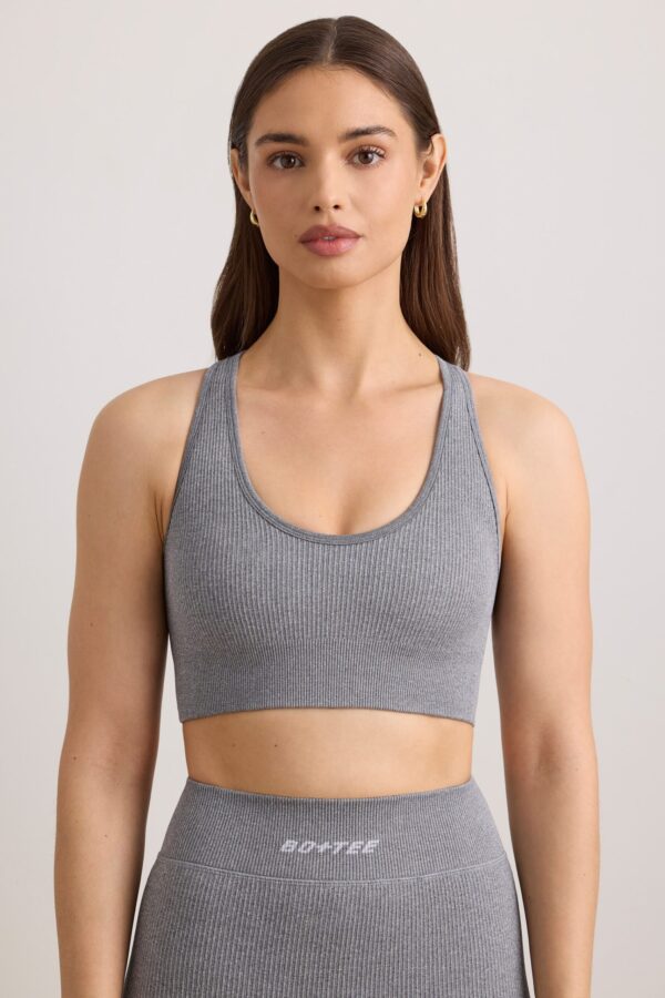 FlexiRib Wide Strap Sports Bra in Grey Melange - Image 6