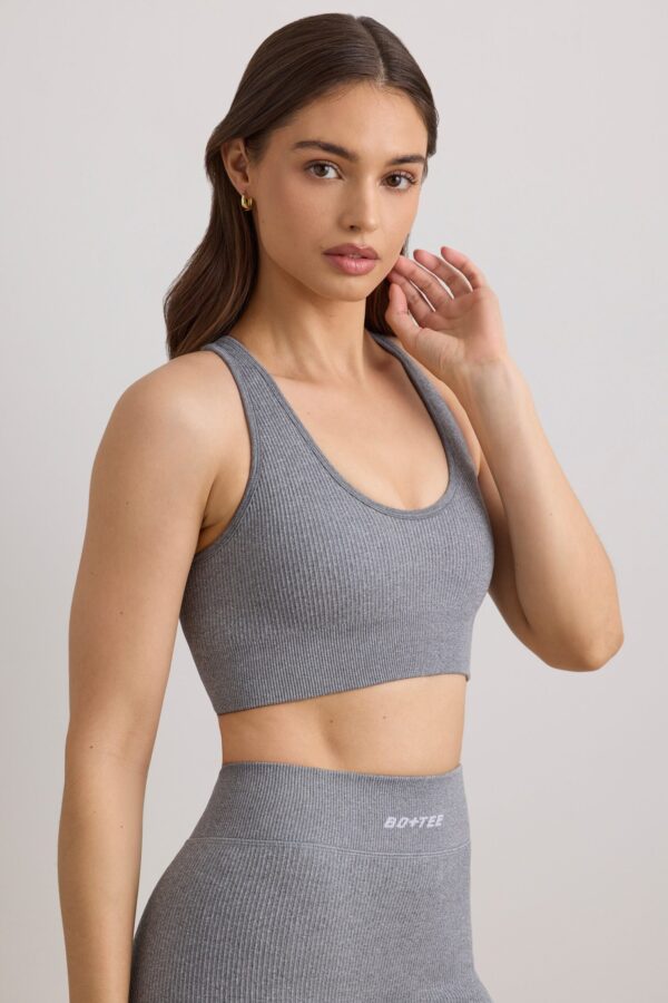 FlexiRib Wide Strap Sports Bra in Grey Melange - Image 9