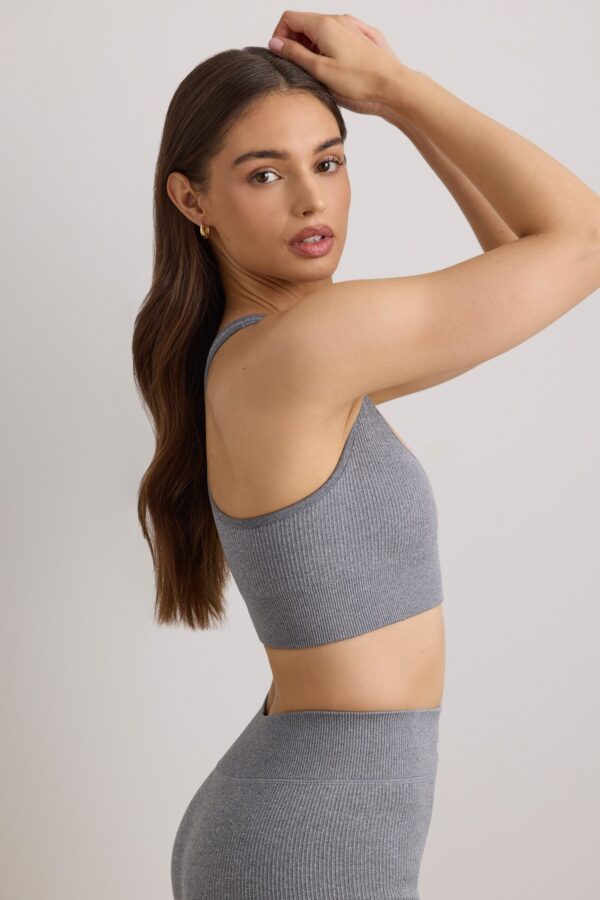 FlexiRib Wide Strap Sports Bra in Grey Melange - Image 3